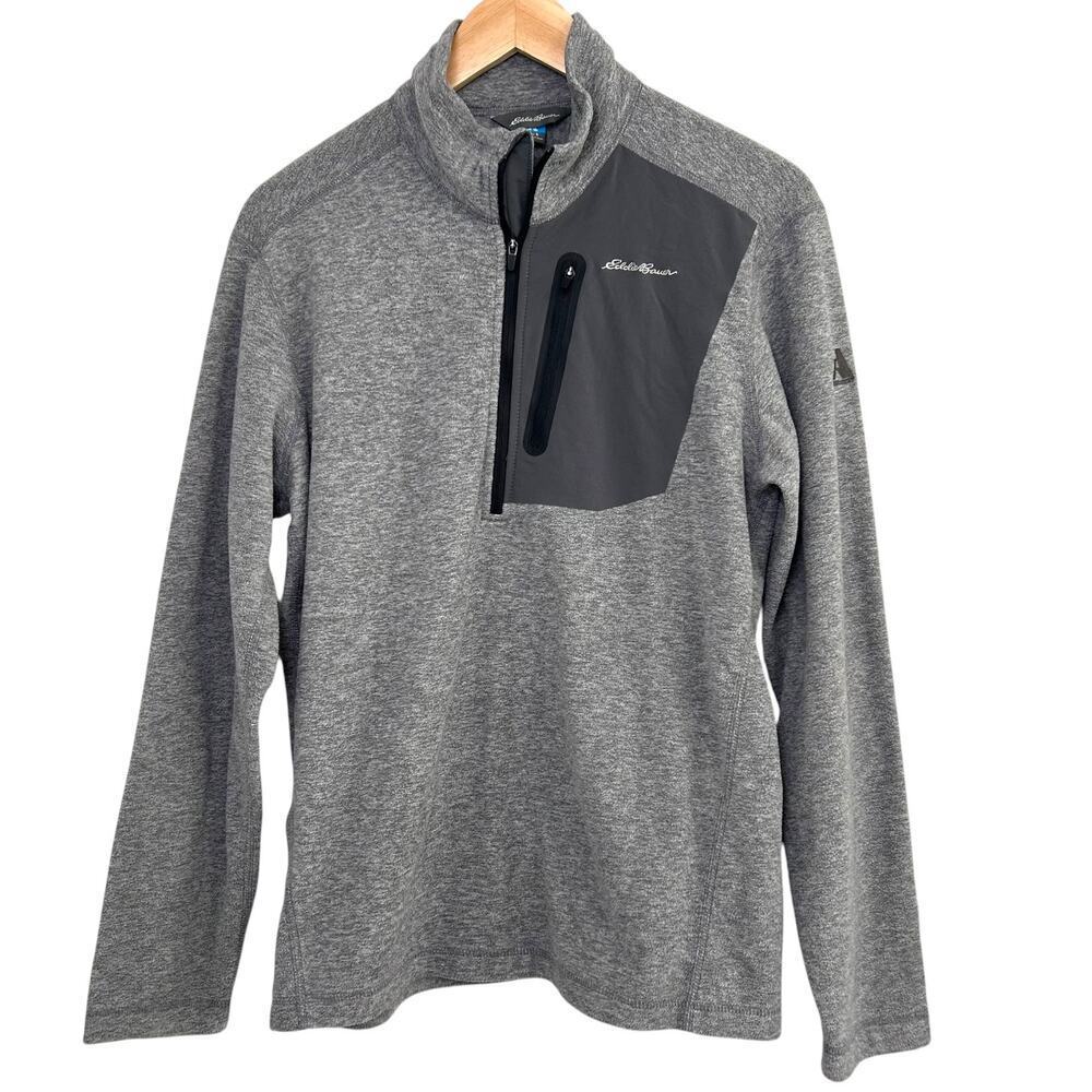 Eddie Bauer Men's Grey Fleece Pullover Jacket Half Zip Spring Cozy Size Small